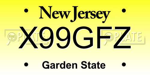 X99GFZ New Jersey License Plate