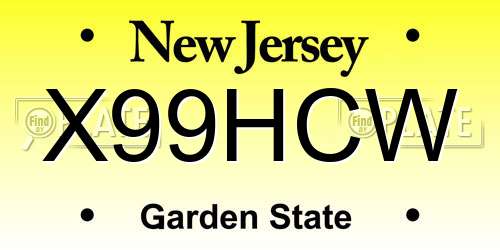 X99HCW New Jersey License Plate