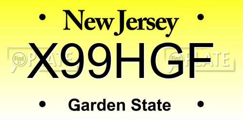 X99HGF New Jersey License Plate
