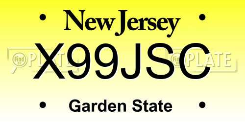 X99JSC New Jersey License Plate