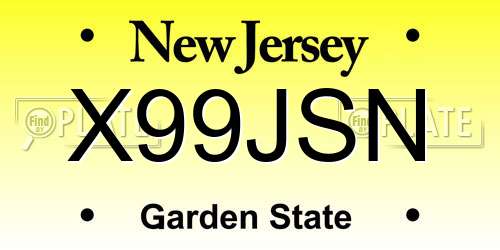 X99JSN New Jersey License Plate