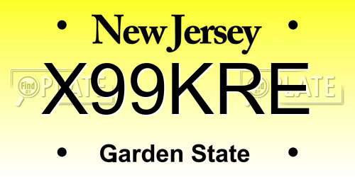 X99KRE New Jersey License Plate