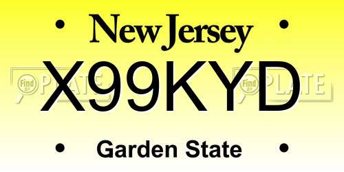 X99KYD New Jersey License Plate