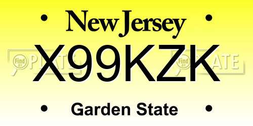X99KZK New Jersey License Plate