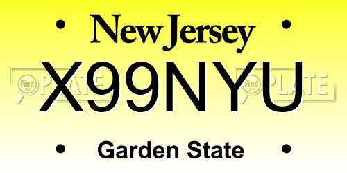 X99NYU New Jersey License Plate