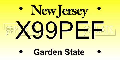 X99PEF New Jersey License Plate