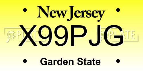 X99PJG New Jersey License Plate
