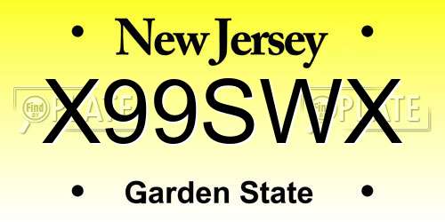X99SWX New Jersey License Plate