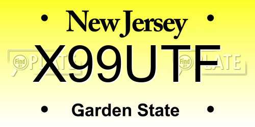 X99UTF New Jersey License Plate