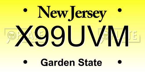 X99UVM New Jersey License Plate
