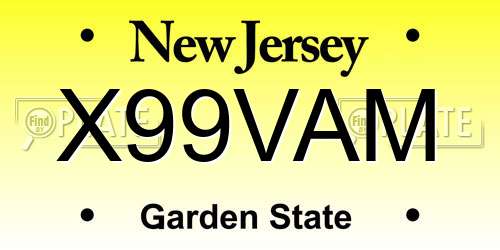 X99VAM New Jersey License Plate
