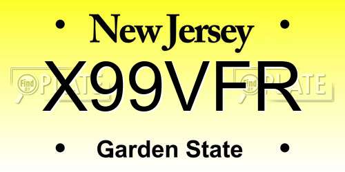 X99VFR New Jersey License Plate