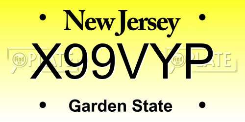 X99VYP New Jersey License Plate