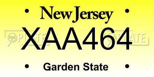 XAA464 New Jersey License Plate