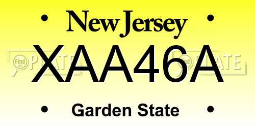 XAA46A New Jersey License Plate