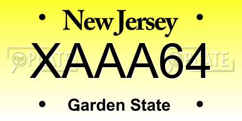 XAAA64 New Jersey License Plate