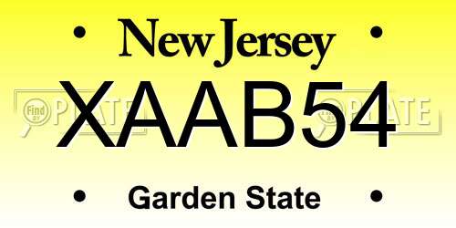 XAAB54 New Jersey License Plate