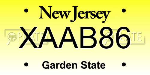XAAB86 New Jersey License Plate