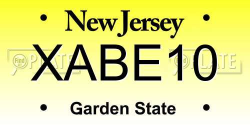 XABE10 New Jersey License Plate