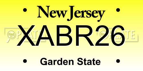 XABR26 New Jersey License Plate