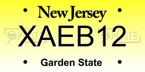 XAEB12 New Jersey License Plate