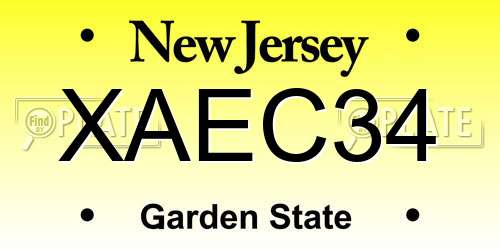 XAEC34 New Jersey License Plate