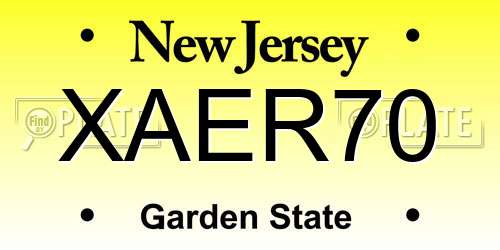 XAER70 New Jersey License Plate