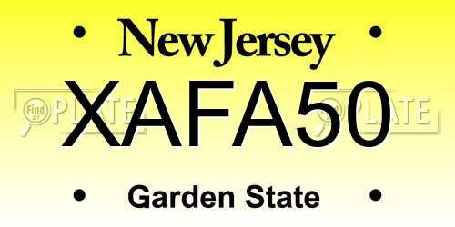 XAFA50 New Jersey License Plate