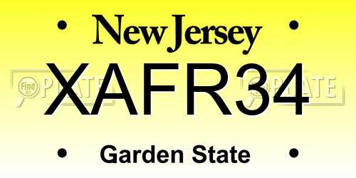 XAFR34 New Jersey License Plate