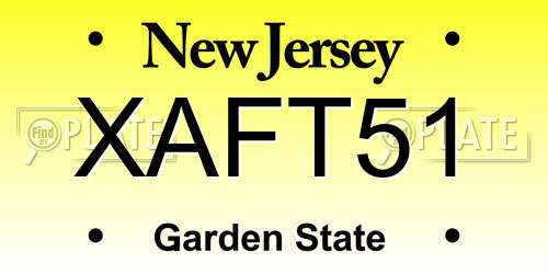XAFT51 New Jersey License Plate