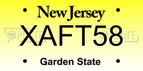 XAFT58 New Jersey License Plate
