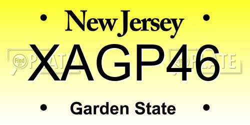 XAGP46 New Jersey License Plate