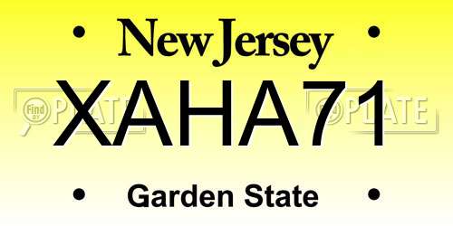 XAHA71 New Jersey License Plate