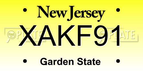 XAKF91 New Jersey License Plate