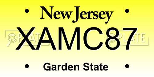 XAMC87 New Jersey License Plate