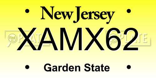 XAMX62 New Jersey License Plate