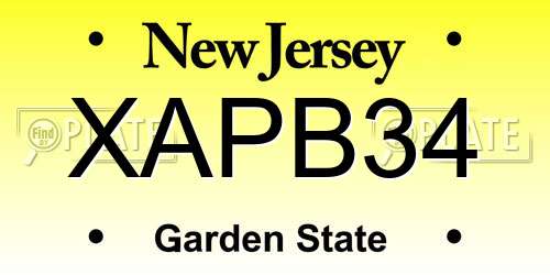 XAPB34 New Jersey License Plate