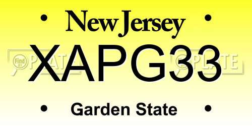 XAPG33 New Jersey License Plate
