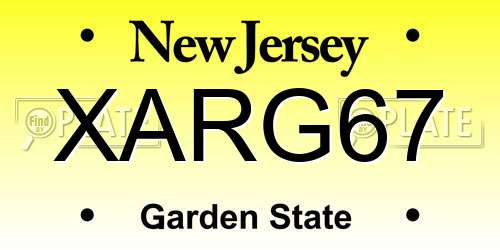 XARG67 New Jersey License Plate