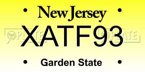 XATF93 New Jersey License Plate