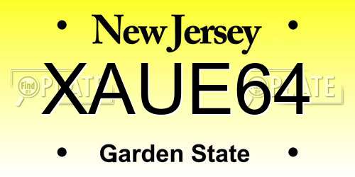 XAUE64 New Jersey License Plate