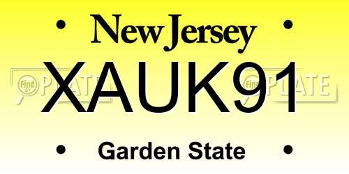 XAUK91 New Jersey License Plate