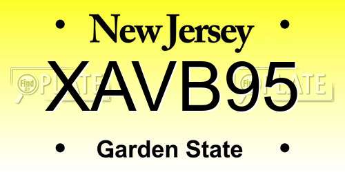XAVB95 New Jersey License Plate