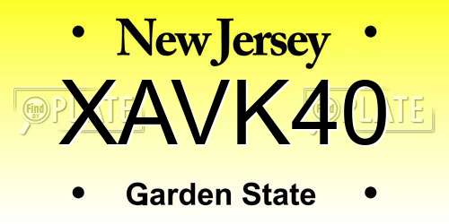 XAVK40 New Jersey License Plate