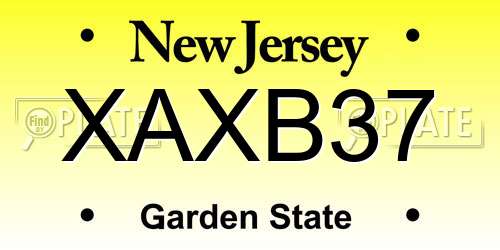 XAXB37 New Jersey License Plate