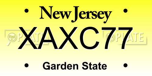 XAXC77 New Jersey License Plate