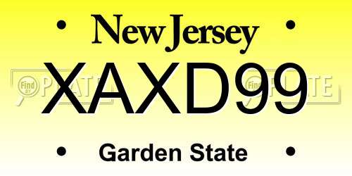 XAXD99 New Jersey License Plate