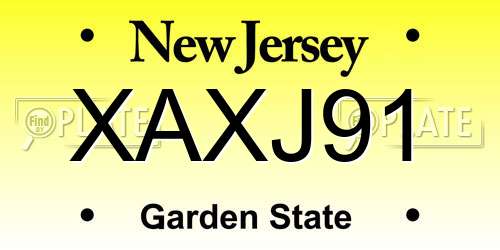 XAXJ91 New Jersey License Plate