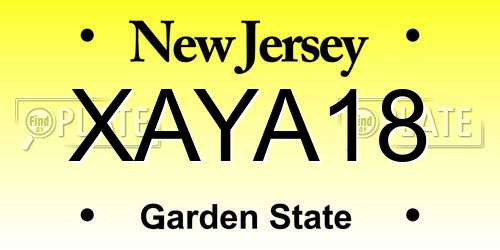 XAYA18 New Jersey License Plate