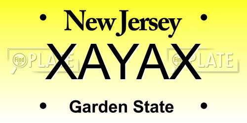 XAYAX New Jersey License Plate